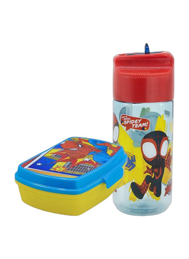 STOR مجموعة زجاجة ماء سعة 430 مل وصندوق غداء سبايدر مان للأطفال - Image 1