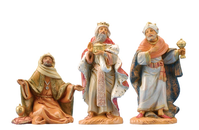 Fontanini by Roman Inc., 3 Piece King Set, 5" Three Kings Collection, Nativity Figure and Accessories, Hand Sculpted and Painted