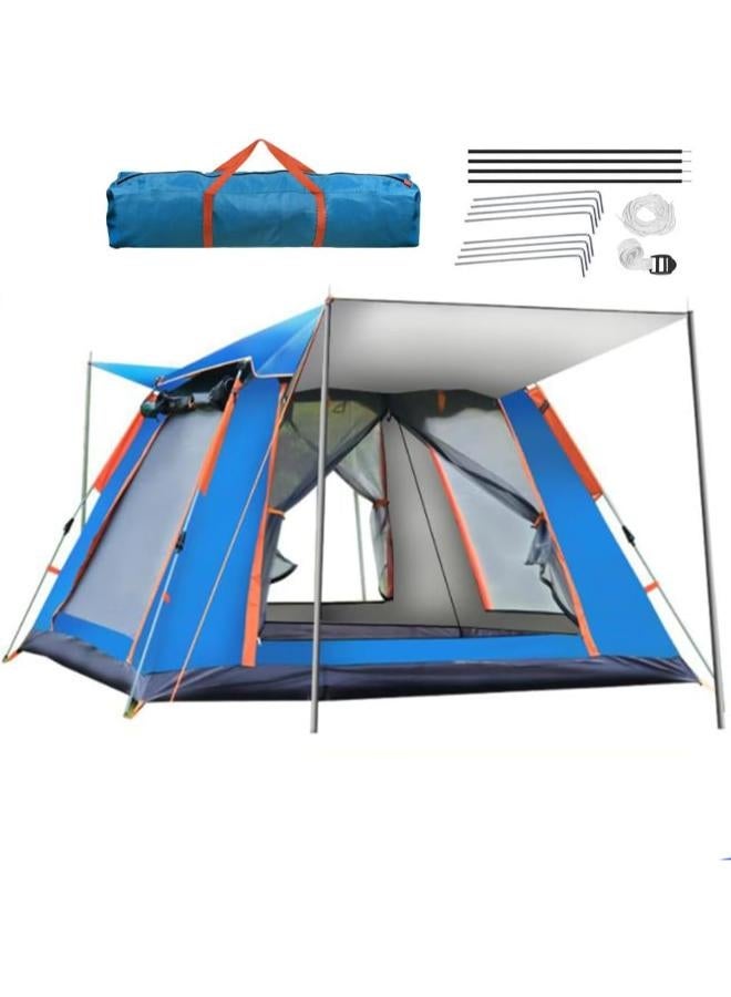 4-10 Person Automatic Pop-Up Camping and Beach Tent with UV Protection - Blue - Image 1