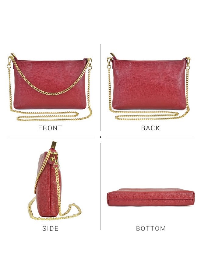 DASEIN Italian Genuine Calf Leather Crossbody Bag Smooth Shoulder Bag For Women Metallic Evening Bag Party Purse With Two Chain Strap (Black) - Image 3