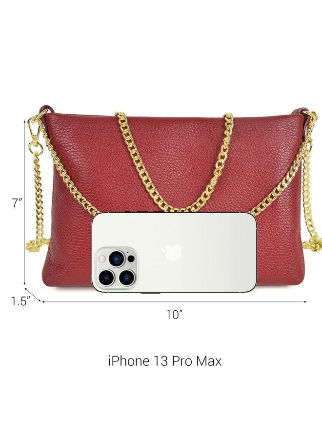 DASEIN Italian Genuine Calf Leather Crossbody Bag Smooth Shoulder Bag For Women Metallic Evening Bag Party Purse With Two Chain Strap (Black) - Image 4