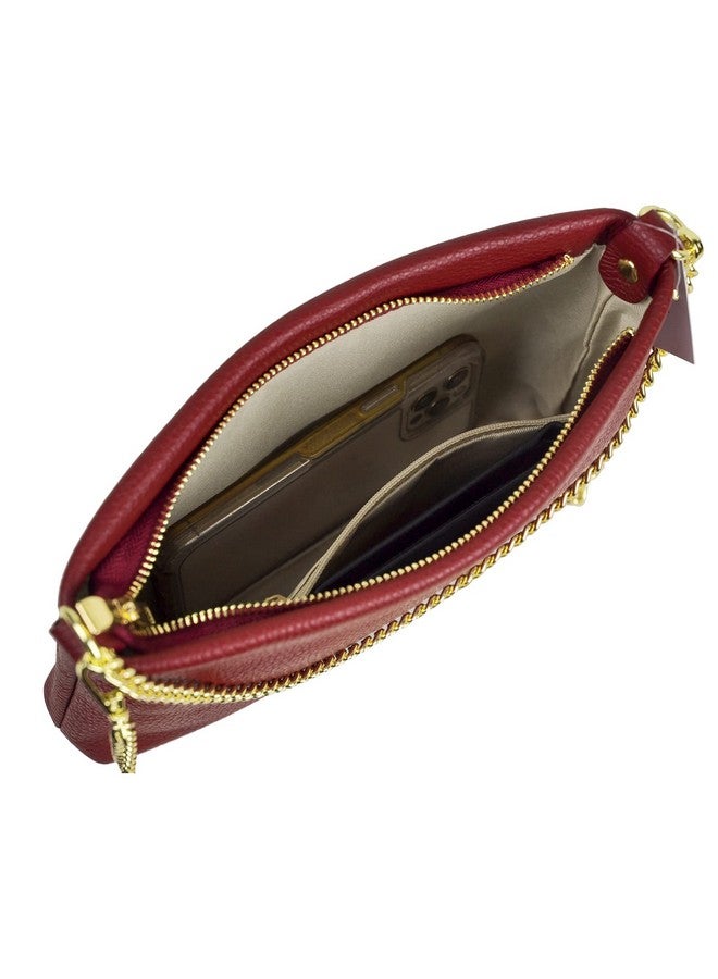 DASEIN Italian Genuine Calf Leather Crossbody Bag Smooth Shoulder Bag For Women Metallic Evening Bag Party Purse With Two Chain Strap (Black) - Image 5