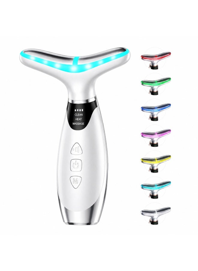 Facial Massager, 7 Color Red Light Therapy for Face & Neck, Face Lifting Device with 113°F Heating & Vibration, 3 Modes & 4 Adjustable Intensities, Multi-Functional Facial Skincare Tool - Image 1