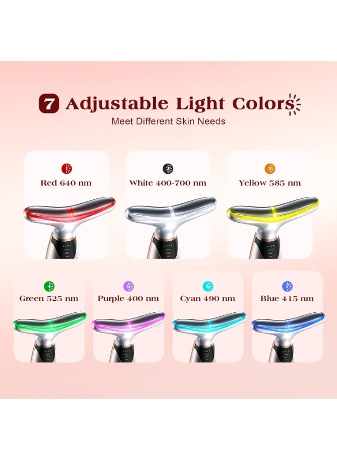 Facial Massager, 7 Color Red Light Therapy for Face & Neck, Face Lifting Device with 113°F Heating & Vibration, 3 Modes & 4 Adjustable Intensities, Multi-Functional Facial Skincare Tool - Image 2