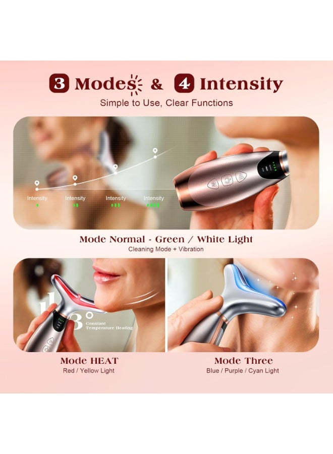 Facial Massager, 7 Color Red Light Therapy for Face & Neck, Face Lifting Device with 113°F Heating & Vibration, 3 Modes & 4 Adjustable Intensities, Multi-Functional Facial Skincare Tool - Image 3