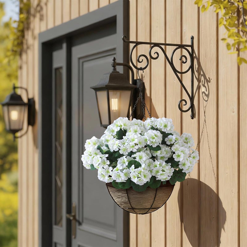 GLIDLION 12 Bundles Artificial Geranium Flowers for Spring Summer Decor, UV-Resistant Fake Plants Realistic Faux Silk Bouquets for Front Door Farmhouse Garden Porch Home Outdoor Decor (White) - Image 4