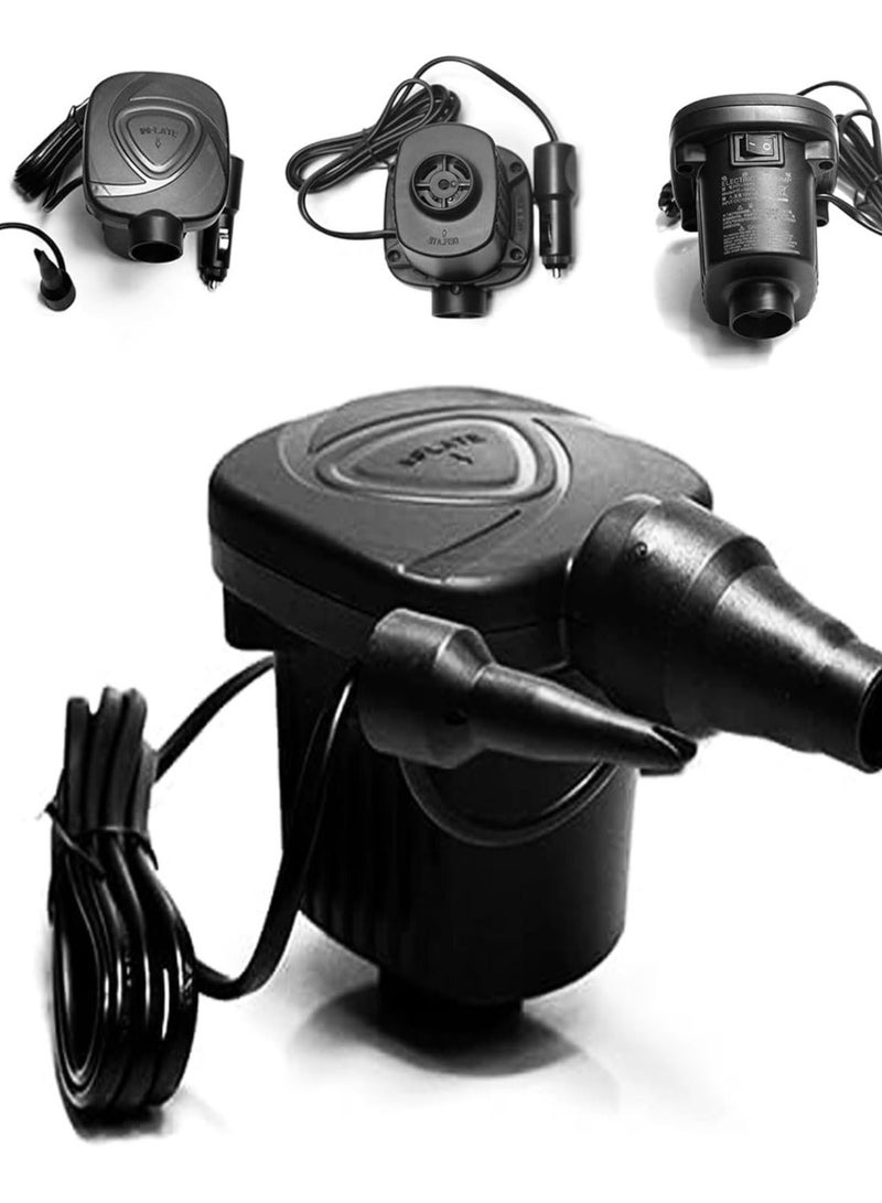 ADAK Portable Electric Air Blower Pump – 12V Car Lighter Inflator for Beds, Toys, Swimming Rings, and Boats with 3 Nozzles – Compact and Lightweight (HT-187A) - Image 2