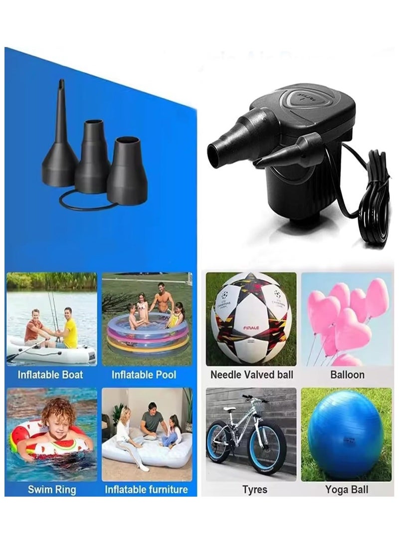 ADAK Portable Electric Air Blower Pump – 12V Car Lighter Inflator for Beds, Toys, Swimming Rings, and Boats with 3 Nozzles – Compact and Lightweight (HT-187A) - Image 5
