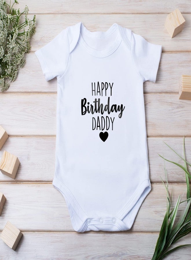 Printique Organic GOTS Certified Baby Onesie Unisex Bodysuit 0-18 months Romper - Happy Birthday Daddy | Present Gift (Black - Happy Birthday Daddy, 6-9 Months) - Image 3