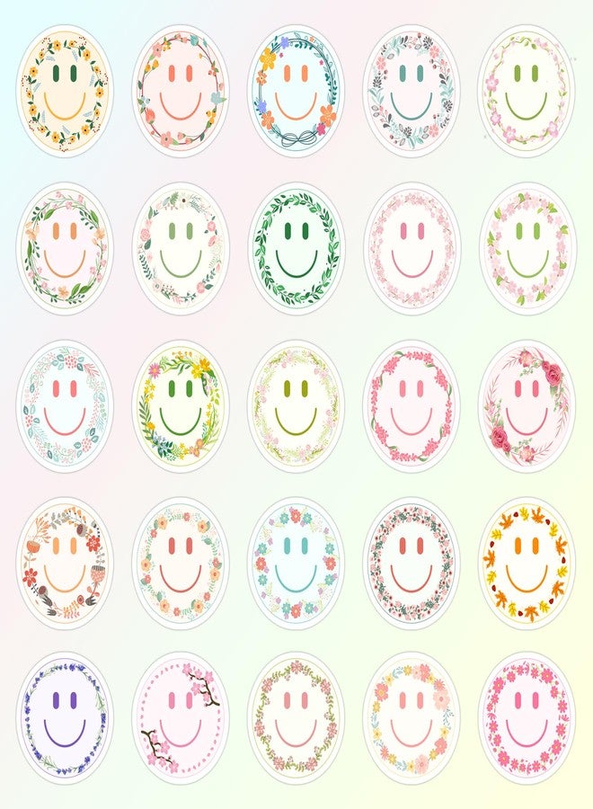 Wercokt 50PCS Smiling Flower Stickers, Cute Water Bottle Stickers for Kids, for Teaching Rewards, Notebooks, Stationery, Luggage, Cartoon PVC Happy Stickers - Image 2