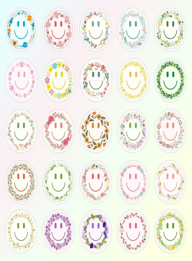 Wercokt 50PCS Smiling Flower Stickers, Cute Water Bottle Stickers for Kids, for Teaching Rewards, Notebooks, Stationery, Luggage, Cartoon PVC Happy Stickers - Image 3