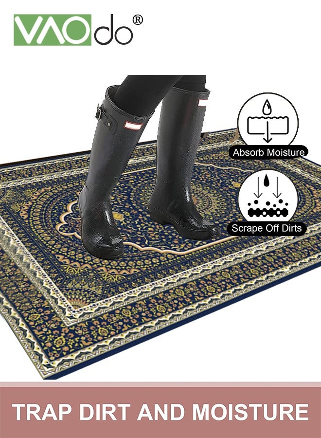 VAOdo Floral European-Style Living Room Carpet Dirt-Resistant Non-Slip Moisture-Proof Home Decoration Rest Mat Carpet Door Mat 140x200CM Green, Fabric, Rectangle - Image 3