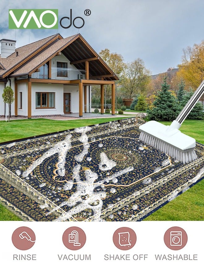 VAOdo Floral European-Style Living Room Carpet Dirt-Resistant Non-Slip Moisture-Proof Home Decoration Rest Mat Carpet Door Mat 140x200CM Green, Fabric, Rectangle - Image 4