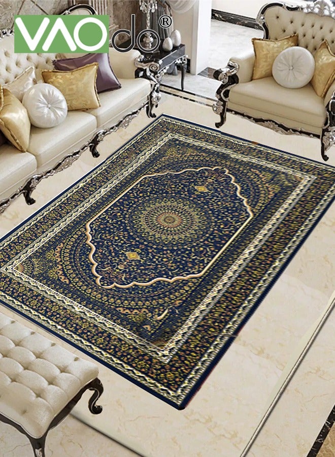 VAOdo Floral European-Style Living Room Carpet Dirt-Resistant Non-Slip Moisture-Proof Home Decoration Rest Mat Carpet Door Mat 140x200CM Green, Fabric, Rectangle - Image 1