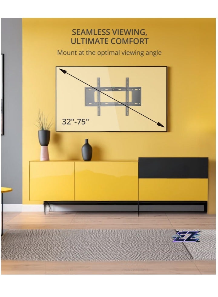 ELTRAZONE Fixed TV Wall Mount for 32”-75” Screens – Compatible with VESA 200x200mm to 630x410mm, Slim Design, Sturdy Support for Medium to Large TVs - Image 3