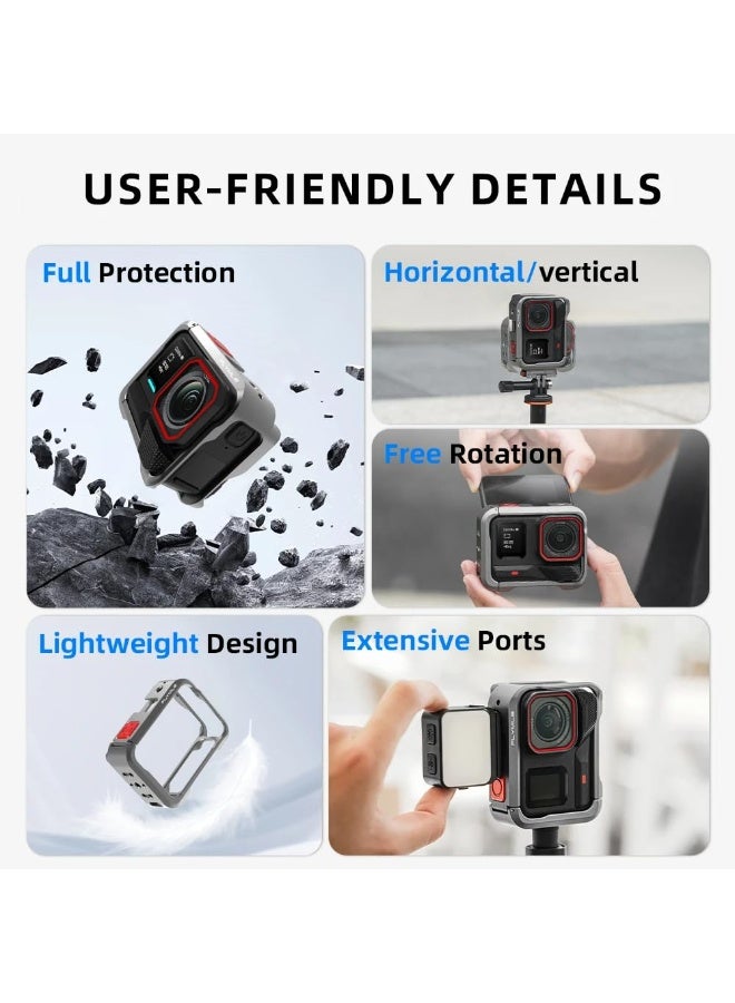 Multi-Functional Camera Cage For Insta360 Ace Pro 2/Ace Pro, Anti-drop Protective Case Aluminum Alloy Frame for Insta360 Ace Pro 2 Accessories - Image 3