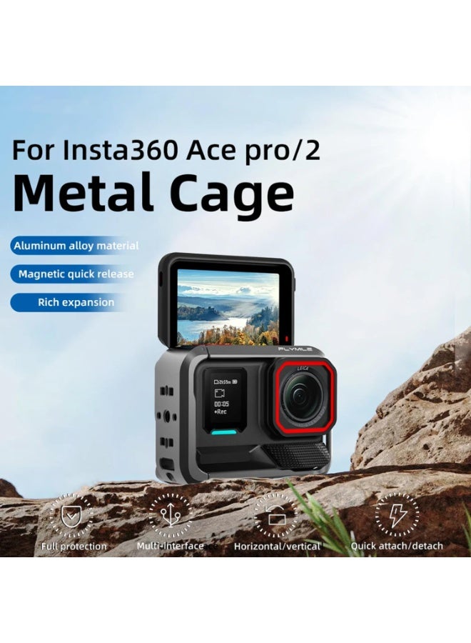 Multi-Functional Camera Cage For Insta360 Ace Pro 2/Ace Pro, Anti-drop Protective Case Aluminum Alloy Frame for Insta360 Ace Pro 2 Accessories - Image 2