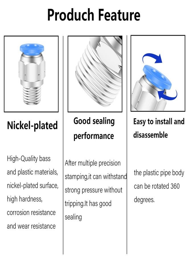 CEKER 10mm Push to Connect Fittings Air Fittings, 10mm x 1/8" NPT Male Thread Air Lines Quick Connect Fittings Pneumatic Fitting 10mm Tubing Fitting Push in Connector Air Hose Fittings 2Packs - Image 4
