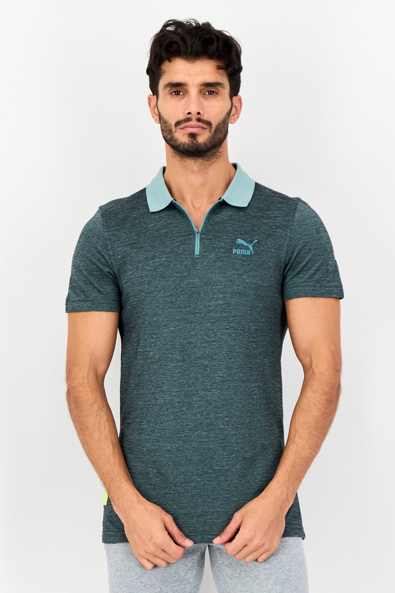 PUMA Men Slim Fit Short Sleeve Outdoor Polo Shirt, Green - Image 1