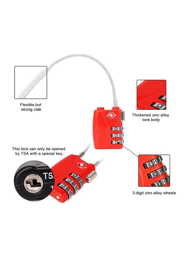 3 Digit Travel Lock with 5.5 Inch Cable for Suitcases Backpack Luggage Password Travel Lock, TSA Approved Luggage Locks