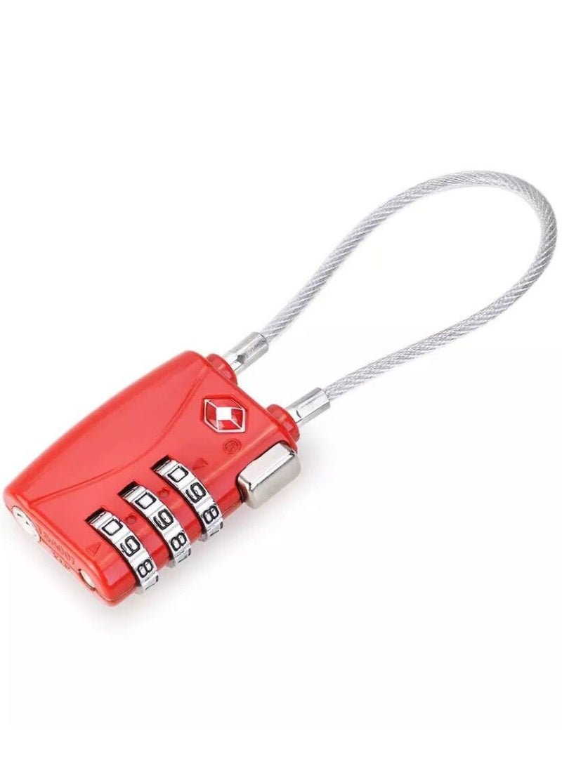 3 Digit Travel Lock with 5.5 Inch Cable for Suitcases Backpack Luggage Password Travel Lock, TSA Approved Luggage Locks