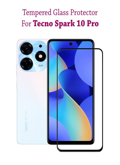 Tempered Glass Screen Protector For Tecno Spark 10 Pro - Black