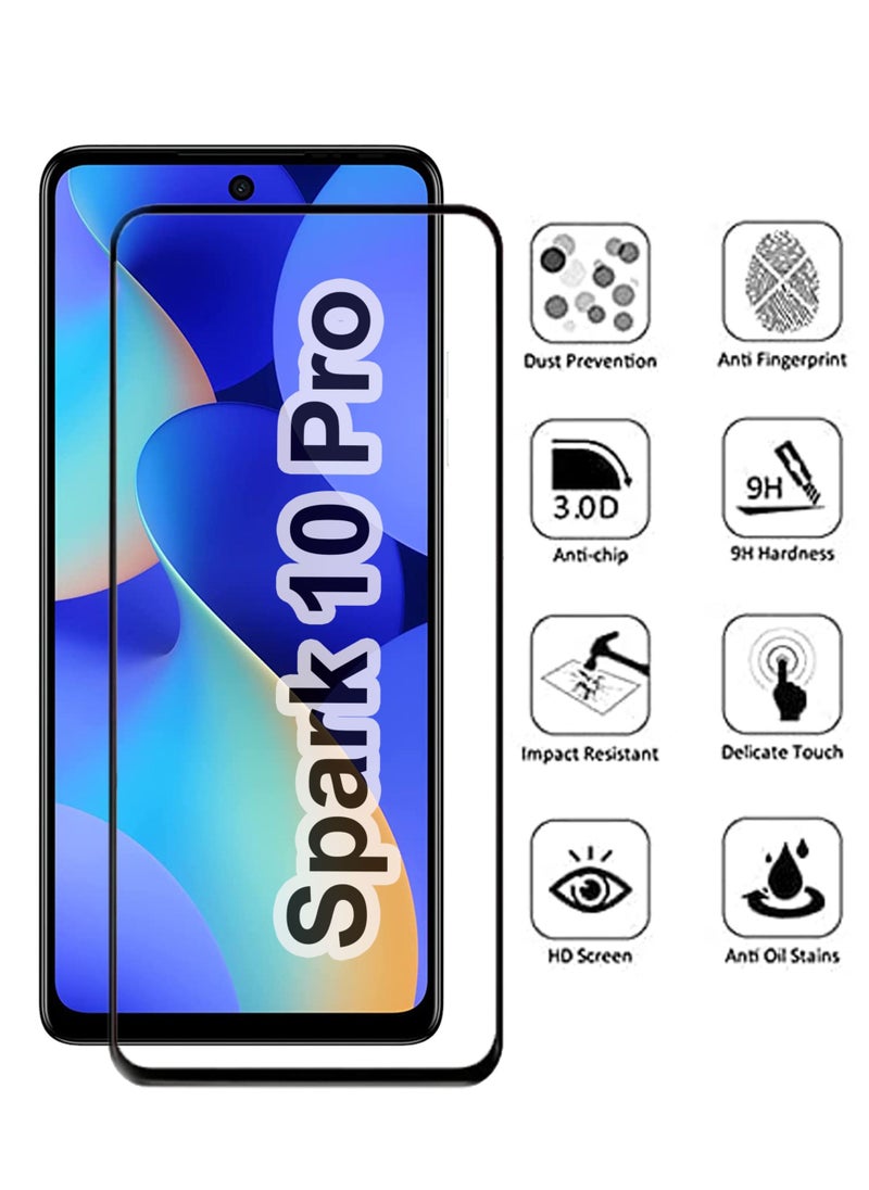 Generic - Tempered Glass Screen Protector For Tecno Spark 10 Pro - Black - Image 1