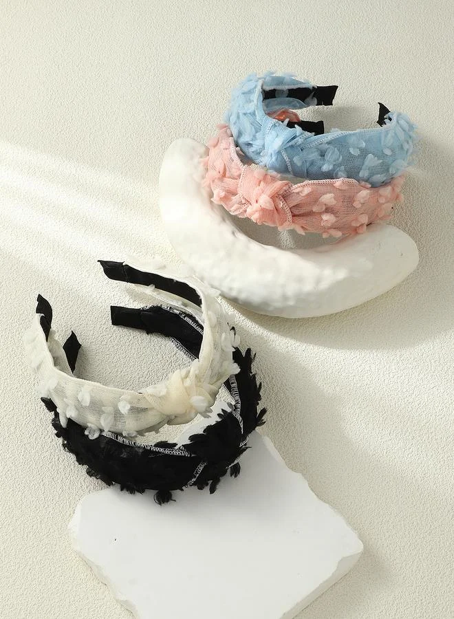 Take Two  Set of 4 - Furry Mesh Knot Headband for Women | Best Price UAE