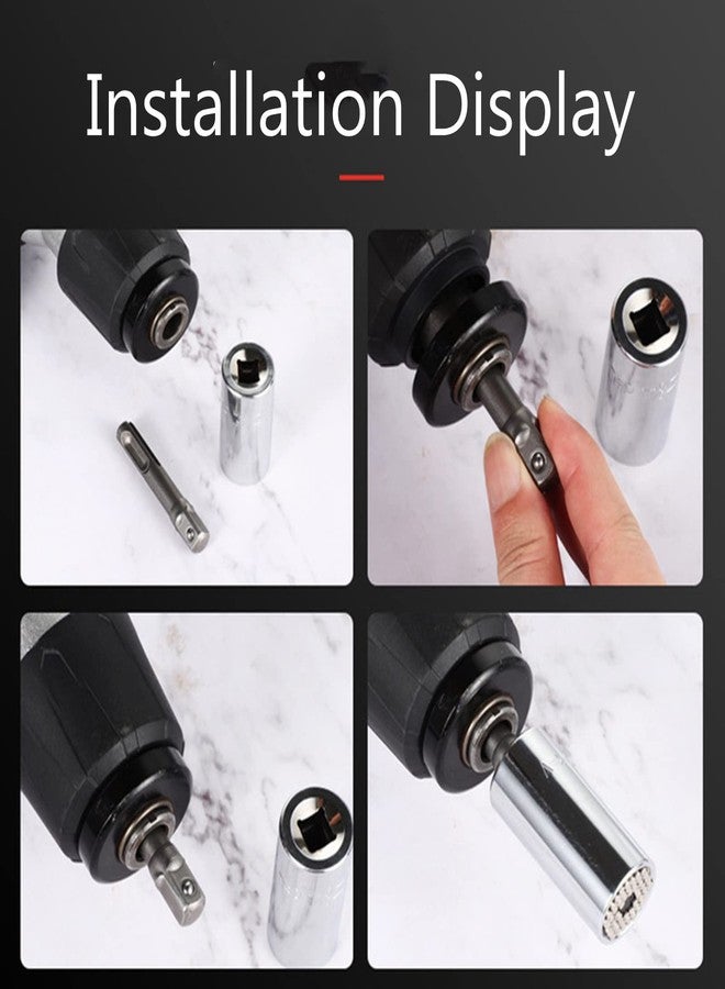 Walfront 4 pcs SDS Plus Socket Adapter Set,1/4" Hex Socket Adaptor 1/4" 3/8" 1/2" Impact Socket Extension Connector Power Drill Bit Adapter - Image 5