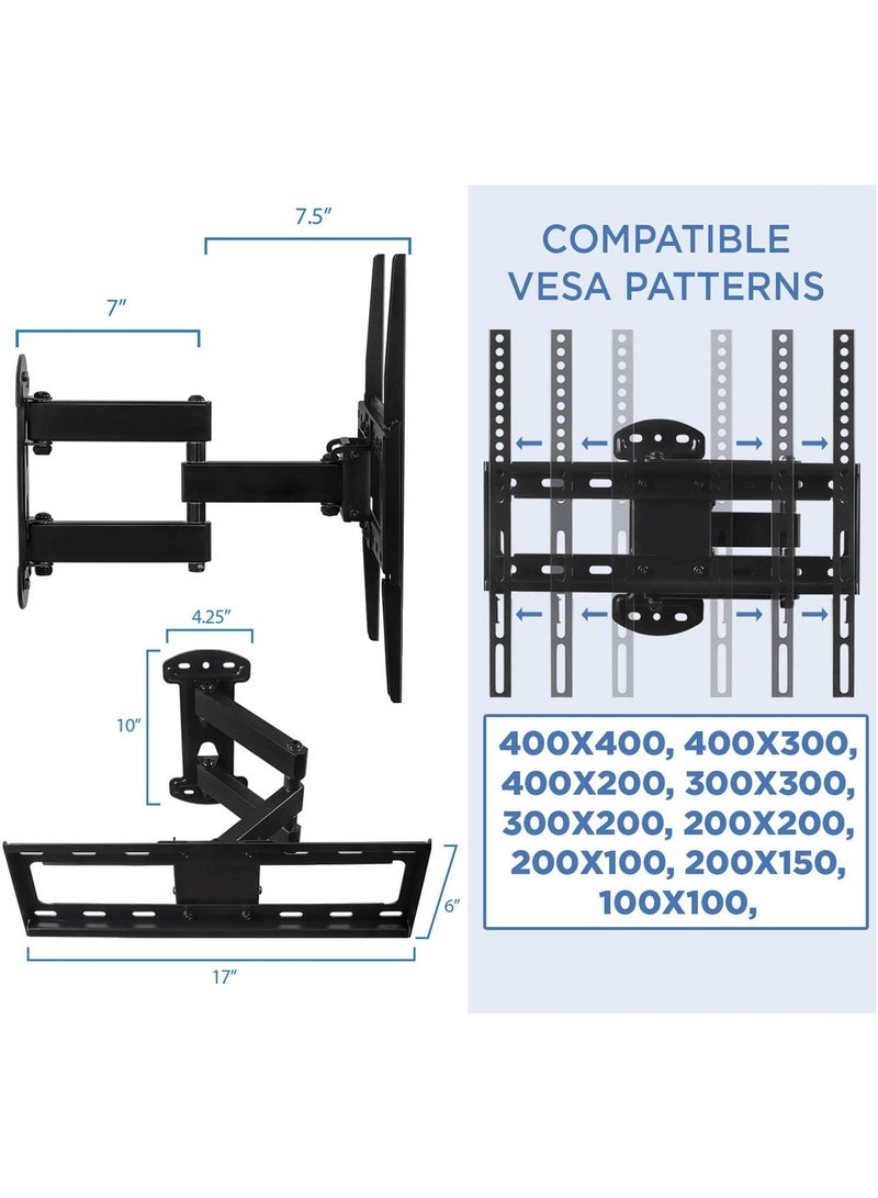 Full Motion TV Wall Mount Corner Bracket, VESA 400 x 400 Compatible, Extending Arm Articulating, Swivel, Tilt Fits 32, 37, 40, 42, 47, 50 Inch TVs, 66 Lbs Capacity  - Image 5