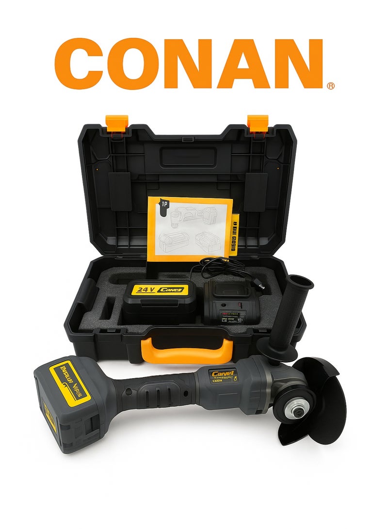Conan Professional Cordless Angle Grinder 125mm – 21V with 2 Batteries (3Ah) – 10,000 RPM – Model COLA08125 – Hard Carry Case + Fast Charger + Auxiliary Handle – Suitable for Metal, Wood, and Marble – Brand: Conan - Image 5