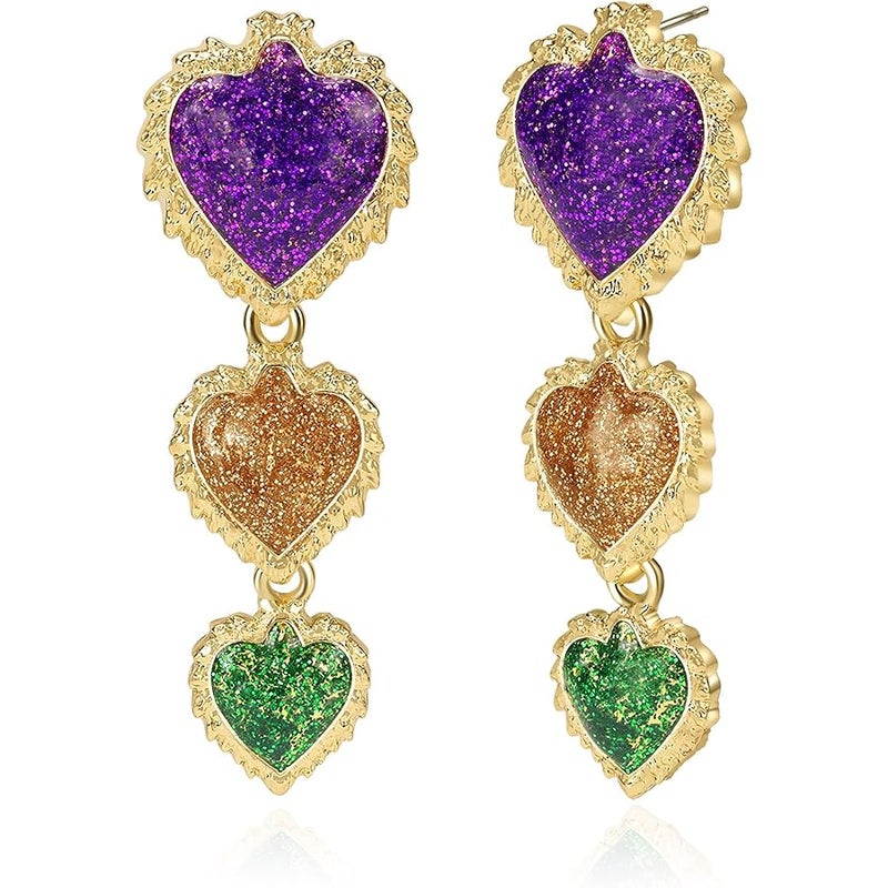 Festival Carnival Earrings for Women Colorful Statement Lightweight Drop Earrings Party Jewelry for Mardi Gras, Rave, , - Image 1