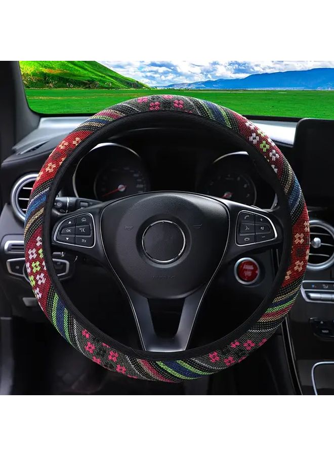 Blue And White Stripes Bohemian Style Breathable Steering Wheel Cover For 14 15 Inch Car - Image 5