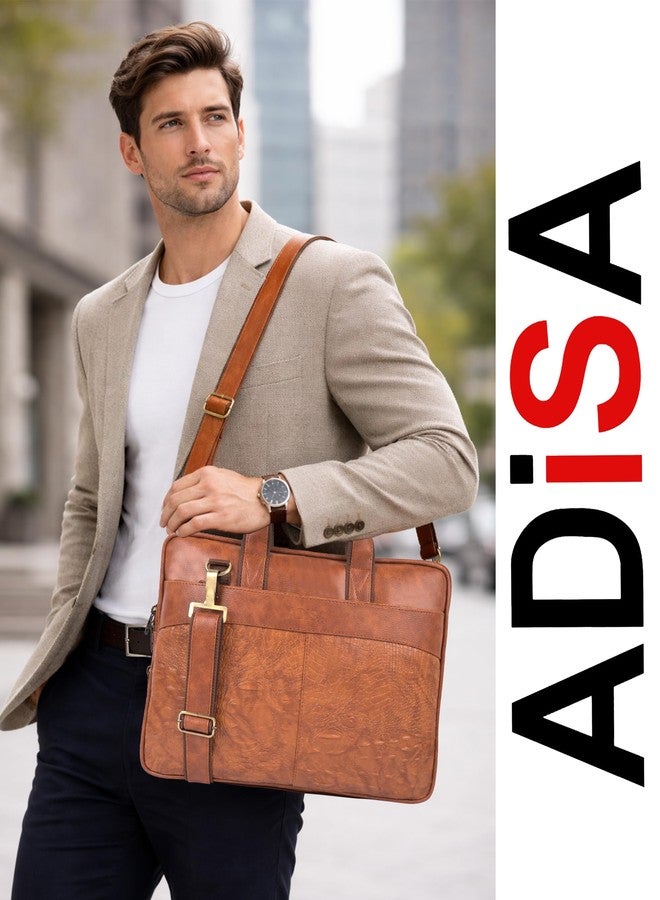 ADISA حقيبة مكتبية ADISA للكمبيوتر المحمول، حقيبة عمل للرجال (LB6056-TAN) - Image 3