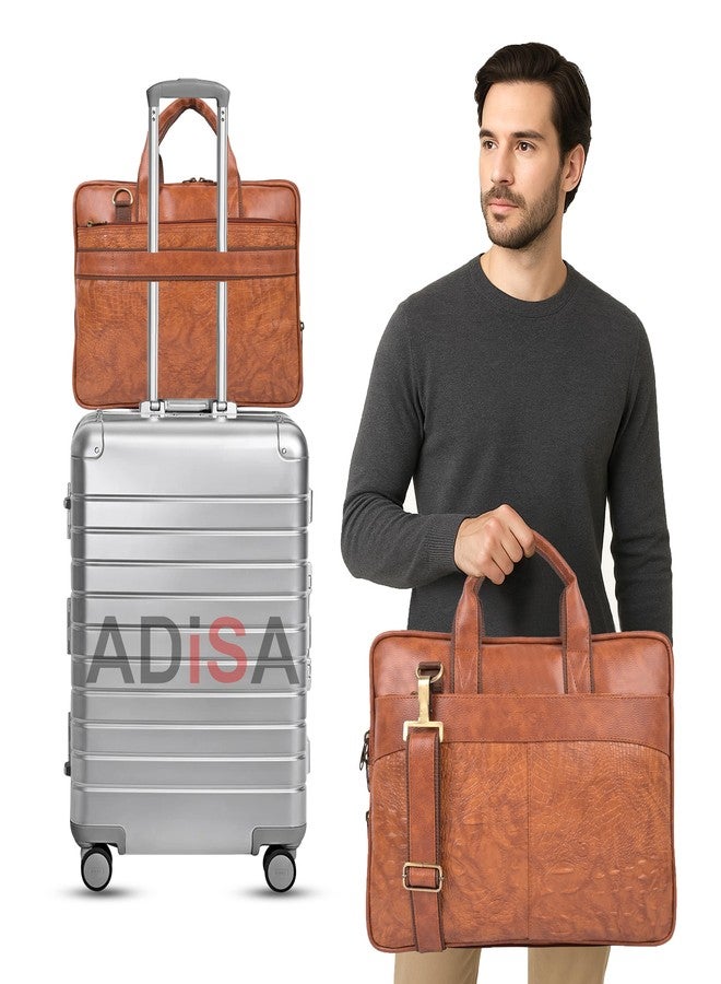 ADISA حقيبة مكتبية ADISA للكمبيوتر المحمول، حقيبة عمل للرجال (LB6056-TAN) - Image 2