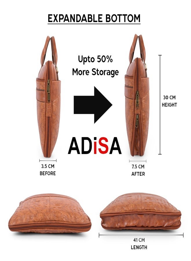 ADISA حقيبة مكتبية ADISA للكمبيوتر المحمول، حقيبة عمل للرجال (LB6056-TAN) - Image 4