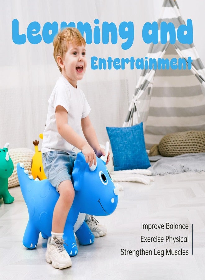 EVERICH TOY Kids Dinosaur Bouncy Animal Toys, Inflatable Triceratops Bouncer, Ride on Bounce Hopper, Indoor Outdoor Activity Birthday Gift for 18 Months 2 3 4 Years Old Boys - Image 3