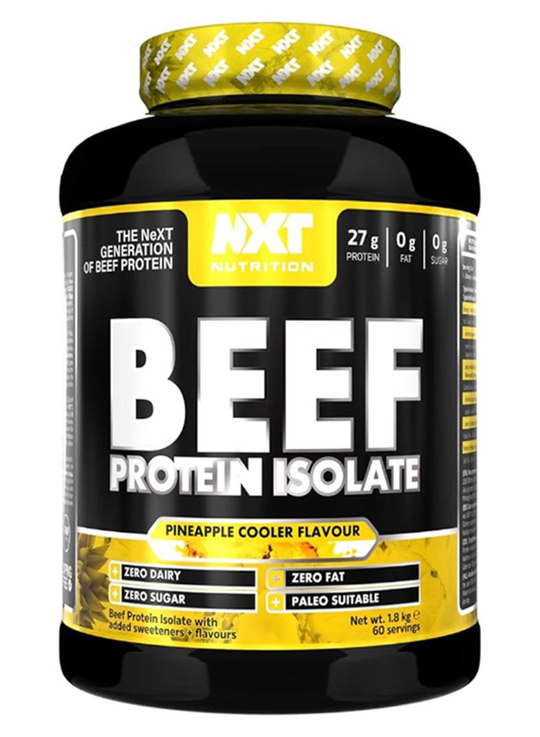 NXT Beef Protein Isolate Powder | Zero Dairy, Zero Sugar, Zero Fat | Paleo Friendly High Protein Supplement for Lean Muscle Growth, Strength & Fast Recovery | Post Workout Protein Shake | Pineapple Cooler Flavor- 1.8kg – 27g Protein per Scoop (30g)
