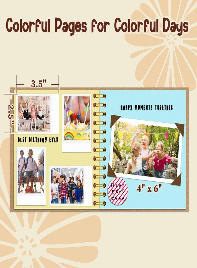 Hiwhy DIY Scrapbook for Kids, 7"x7" 20 Sheet/ 40 Pages Colorful Pages Craft Album, Creative Art Journal for Drawing, Writing, Photo & Stickers, Perfect Handmade Gift for Boys and Girls, Khaki - Image 4