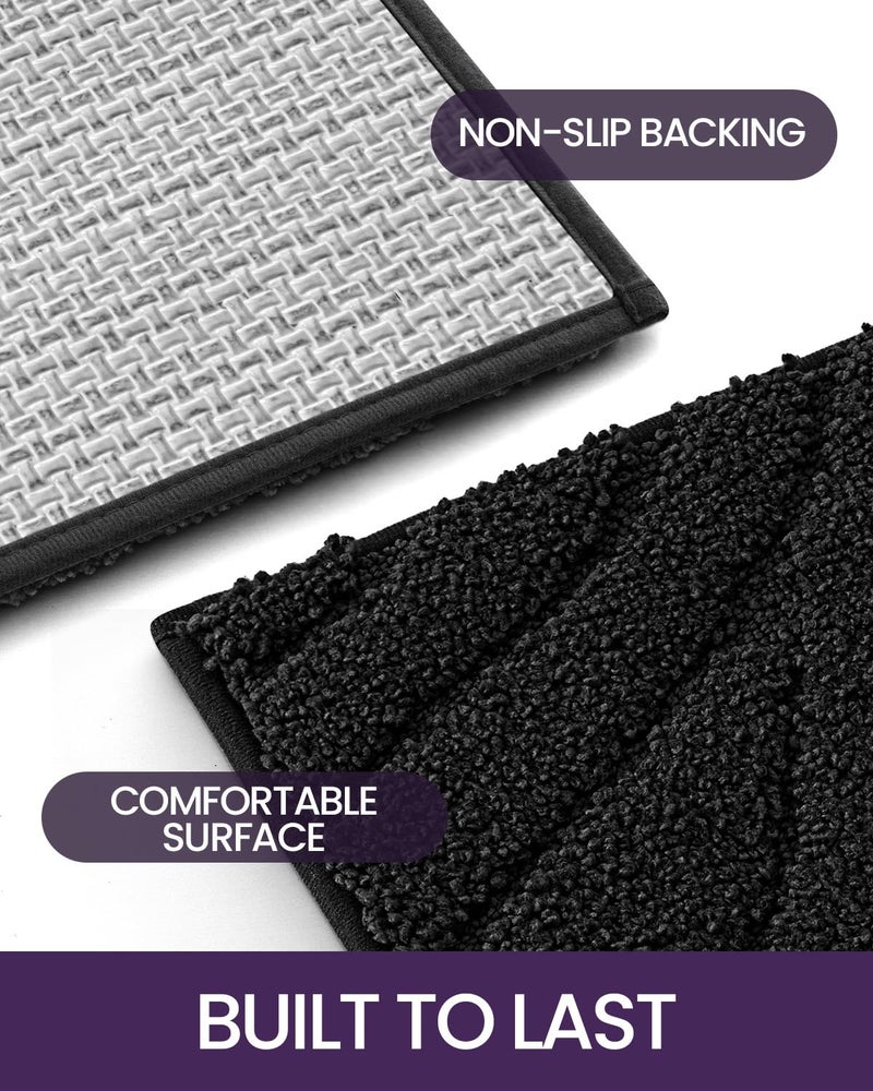 DEXI Bathroom Rugs 24""x43""  Extra Soft Absorbent Bath Rugs  Non Slip Bath Mats for Bathroom Floor  Machine Washable Rugs for Shower Floor  Black - Image 4
