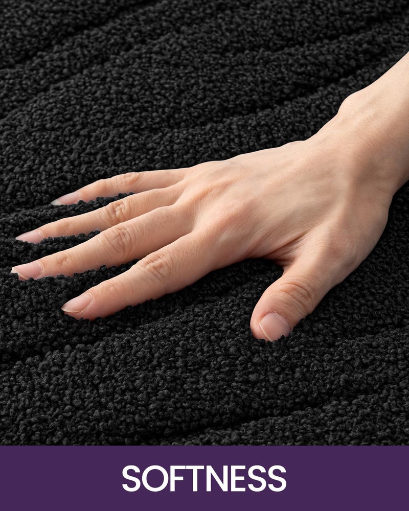 DEXI Bathroom Rugs 24""x43""  Extra Soft Absorbent Bath Rugs  Non Slip Bath Mats for Bathroom Floor  Machine Washable Rugs for Shower Floor  Black - Image 2