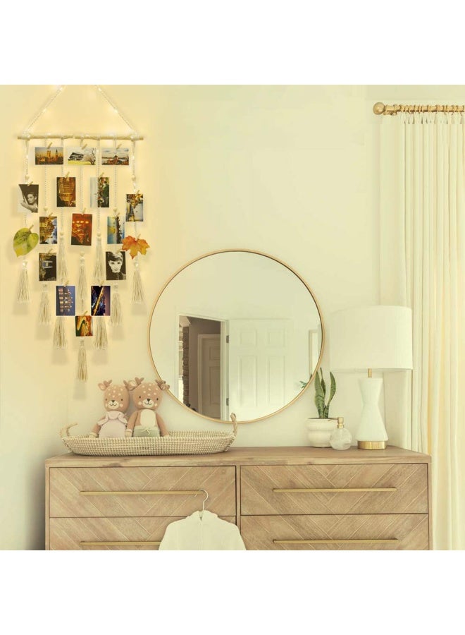 Homecor  Hanging Photo Display Wall Decor Macrame Wall Hanging Boho Room Bedroom Decor Picture Frame Collage Board with Light 30 Clip Teenage Teen Girl Gifts Ages 10 11 12 13 14 Years Old  - Image 2