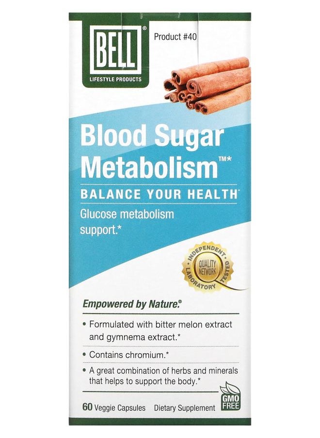 Bell Lifestyle Blood Sugar Metabolism 60 Veggie Capsules 
