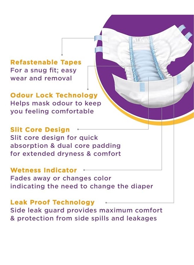 الحفاضات حفاضات إلديابرز للبالغين للجنسين، مقاس متوسط، بشريط لاصق - 10 قطع - Image 5