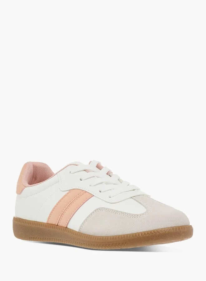 داش Panelled Low Ankle Sneakers with Lace-Up Closure