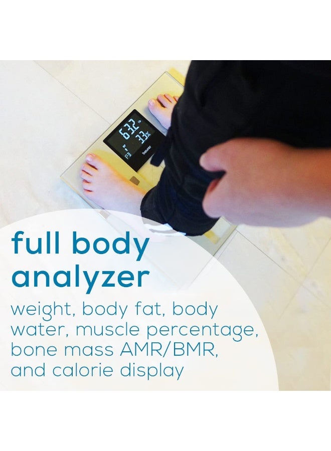 Beurer BF70 Body Fat Scale, Weight, Water & More, Smart Digital Scale for Full Body Analysis, BMI & Calorie Display, App Sync via Bluetooth, User Recognition, 8 Memory Spaces, Grey - Image 2
