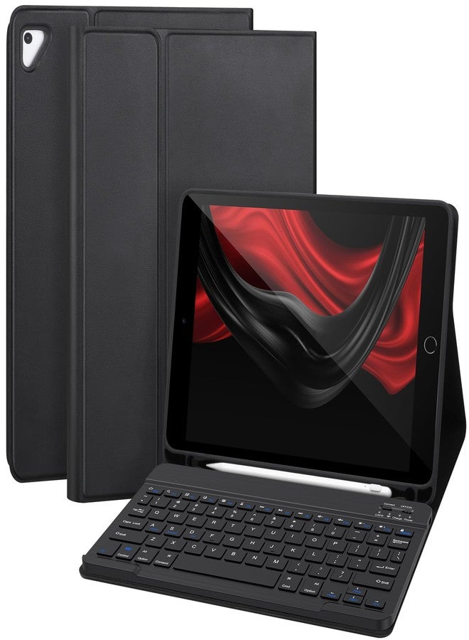 APHBZGE for iPad 6/5th Generation Case with Keyboard 2018/2017,Detachable Bluetooth Keyboard case for iPad Air 2/1,iPad Keyboard Case 9.7 inch with Pencil Holder,Square Keycaps,Black - Image 1