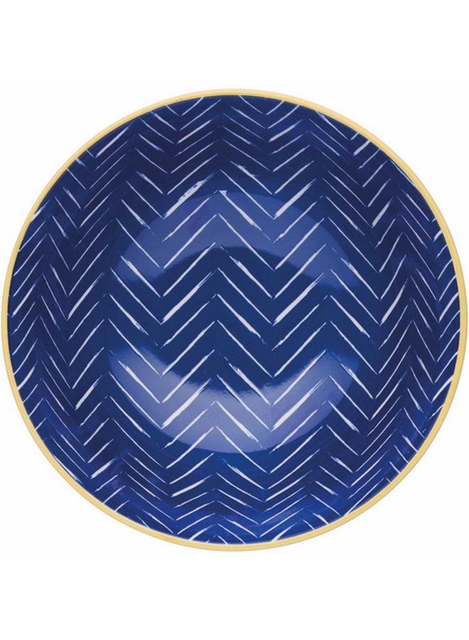 KitchenCraft Contrasting Chevron and Spotty Design Food Safe Ceramic Bowl Blue 15.7cm KCBOWL18 - Image 2