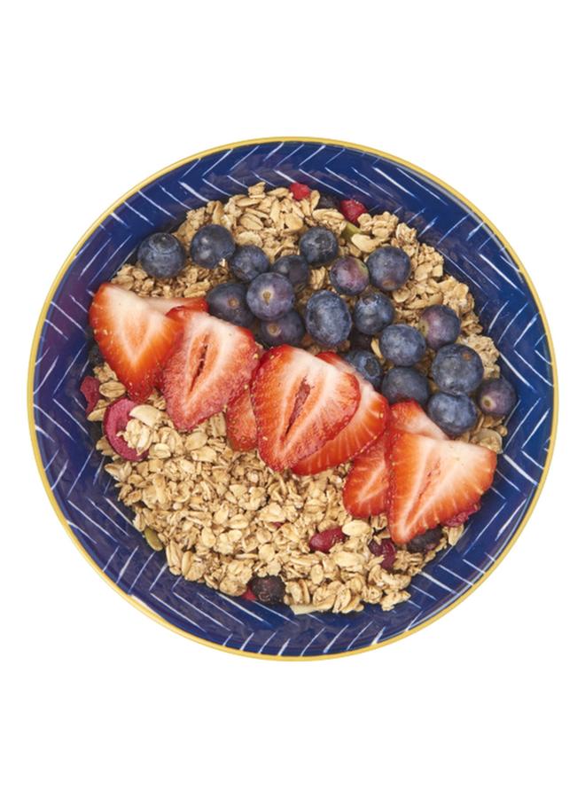 KitchenCraft Contrasting Chevron and Spotty Design Food Safe Ceramic Bowl Blue 15.7cm KCBOWL18 - Image 3