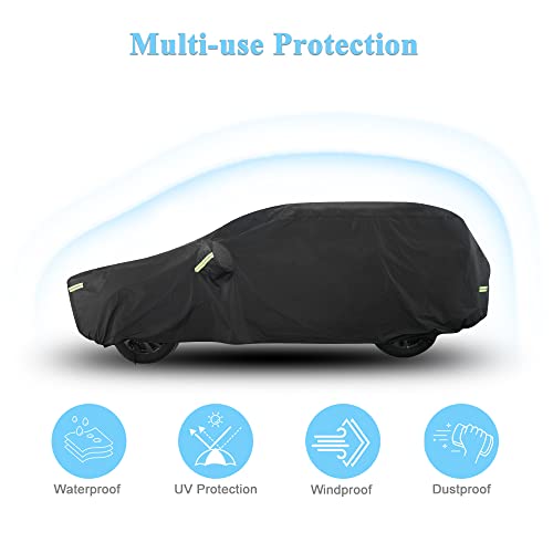 Morhept SUV Car Cover Custom Fit for Honda CRV, Waterproof All Weather Full Exterior Cover Rain Snow UV Protection Cover with Door Zipper - Image 4